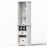 75'' Tall Storage Cabinet with Led Light, White