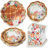 Fall Thanksgiving Tableware Set 62pc for 16 Guests