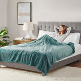 Heated Plush Electric Bedding Blanket, Teal Green