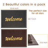 2-Piece Outdoor PVC Door Mat Set 23x16 Grey Brown