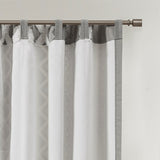 Geo Print Chenille Window Curtain, Grey