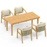5-Piece Patio Dining Set, Acacia Wood Table and Chairs