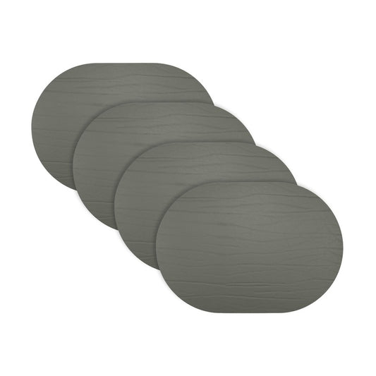 Strata Leather Graphite Placemat - Oval 13.3x16.5"- Set of 4