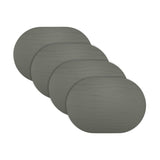 Strata Leather Graphite Placemat - Oval 13.3x16.5"- Set of 4