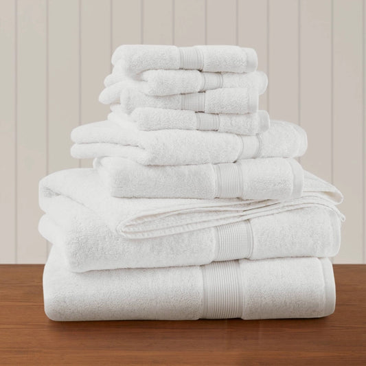 Antibacterial Spa-Like 8-Piece Bathroom Towel Set, White