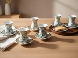 Handmade Turkish Tea Cups & Saucers with Gold Accent