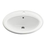 Luna Series 19 in. Ceramic Drop-in Oval Bathroom Sink Basin in White