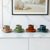 Moroccan Ceramic Espresso Cup & Saucer Set of 4