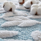Leaf Cotton Tufted Anti-Skid Bath Rug, Blue