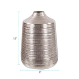 Chiseled Silver Cylinder Vase- Large