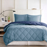 3M Scotchgard 3-Piece Reversible Comforter Set, Navy Blue
