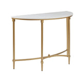 White Marble Tabletop Consol Table with Gold Base
