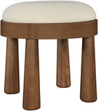 Larea - Linen Textured Fabric Upholstered Ottoman - Walnut Base