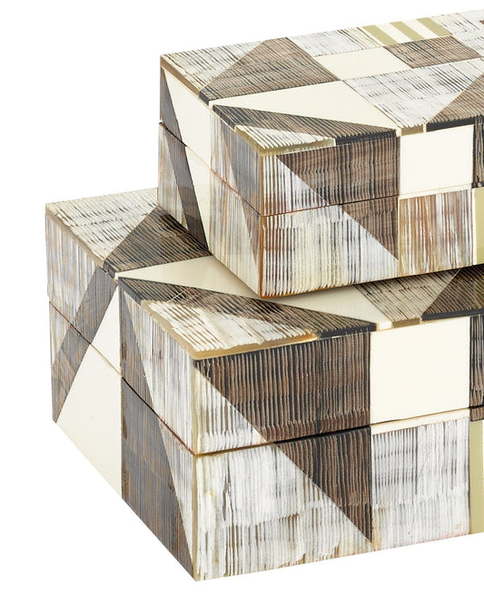 Modernist Bone & Horn Boxes Set of 2