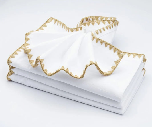 Crochet Picot Embroidered Edge Napkins
