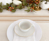 Beige Striped Round Tablecloth