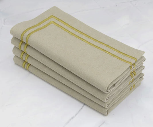 Embroidered Dinner Napkins - Golden Edge