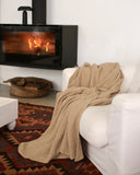 Beige waffle throw blanket