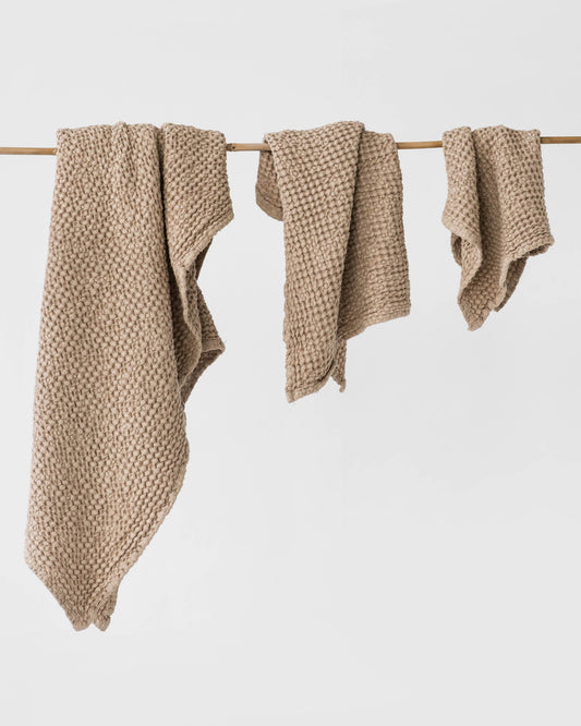 Beige waffle towel set (3 pcs)