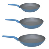 BergHOFF Leo 3Pc Non-stick Fry Pan Set, 8", 10", 11", Stay-cool Handle, Blue