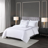 Cotton Sateen Luxury Comforter/Duvet Cover Set, Navy/White