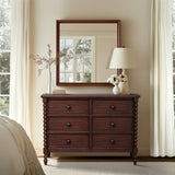 Wholesale 46"W 6-Drawer Small Spindle Wood Dresser, Morocco Brown *