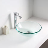 Etude Series 17 in. Bathroom Vessel Sink with Scratch-Tough and Stain-Resistant Non-Porous Surface in Clear Glass