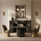 Marlowe - Linen Textured Fabric Upholstered Swivel Dining Side Chair - Stained Natural