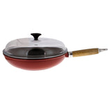Chasseur Enameled Cast Iron Fry Pan with Wood Handle and Lid