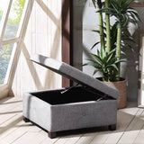 Storage Ottoman Button Tufted Square Accent Stool, Grey