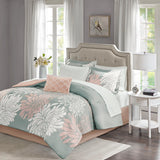 Floral Complete Comforter and Sheet Set, Blush/Grey