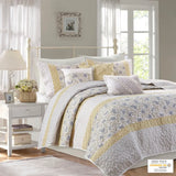 Wholesale 6 Piece Cotton Percale Quilt Set with Throw Pillows, Yellow
