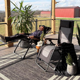 PURPLE LEAF Outdoor Reclining Chair Patio Zero Gravity Chaise Lounge Folding Chair with Quilted Cushion Adjustable Headrest for Lawn Camping Beach Pool