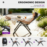 PURPLE LEAF Outdoor Reclining Chair Patio Zero Gravity Chaise Lounge Folding Chair with Quilted Cushion Adjustable Headrest for Lawn Camping Beach Pool