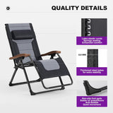 PURPLE LEAF Outdoor Reclining Chair Patio Zero Gravity Chaise Lounge Folding Chair with Quilted Cushion Adjustable Headrest for Lawn Camping Beach Pool