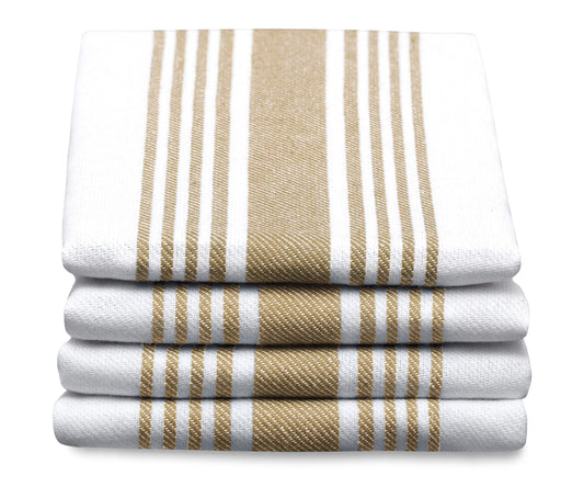 Beige Stripe Kitchen Towels  Set of 4