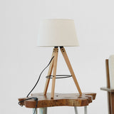 Birch Three Legged Wooden Bar Table Lamp - Natural - Black