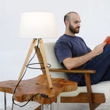 Birch Three Legged Wooden Bar Table Lamp - Natural - Black