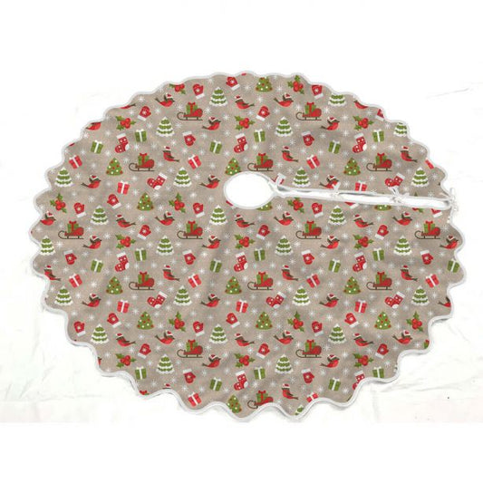Printed Scalloped Christmas Tree Skirt
