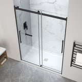 Stellar Series 76 in. x 45-48 in. Sliding Frameless Shower Door with Alcove Shower Base - Multiple Finishes