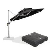 PURPLE LEAF Large Round Patio Cantilever Umbrella With Base for Deck, Pool, Backyard