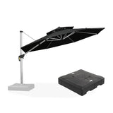 PURPLE LEAF Large Round Patio Cantilever Umbrella With Base for Deck, Pool, Backyard