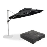 PURPLE LEAF Large Round Patio Cantilever Umbrella With Base for Deck, Pool, Backyard