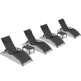 PURPLE LEAF Patio Chaise Lounge Set Outdoor Beach Pool Sunbathing Lawn Lounger Recliner Chair Outside Chairs with Side Table Included