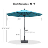 PURPLE LEAF Round Tilting Patio Umbrella with Base, Milan Porch Table Umbrella
