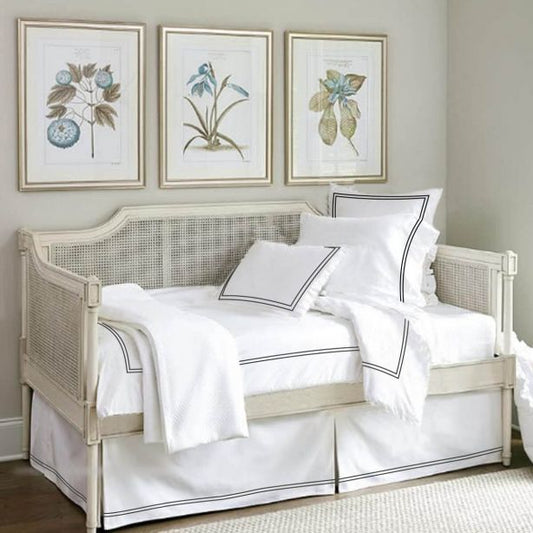400TC Double Embroidery Sateen Solid Cotton Day Bed Set