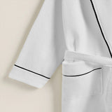Shawl Collar Cotton Bath Robe with Border Embroidery