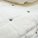 Plus-Stitch Linen Bed Coverlet