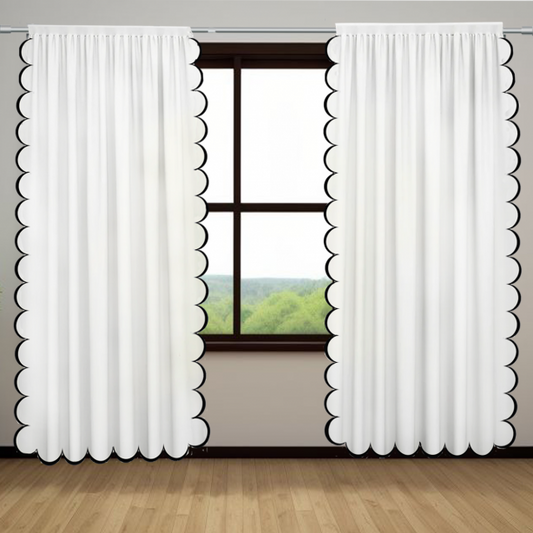 Allena Cotton Scallop Embroidery Curtain (Set Of 2)