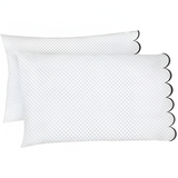 Allena 400TC Cotton Scallop Embroidery Sateen Microcheck Pillowcases (Set Of 2)